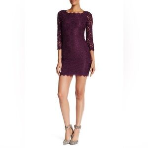 NWT Diane Von Furstenberg Zarita Lace Mini Dress With Exposed Back Zipper 14